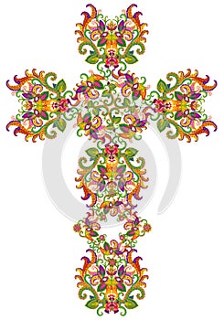 Fishnet style floral cross of Jesus