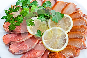 Fishplate with slices of salmon