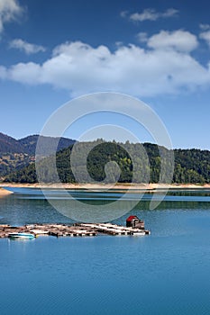 Fishpond on mountain lake nature