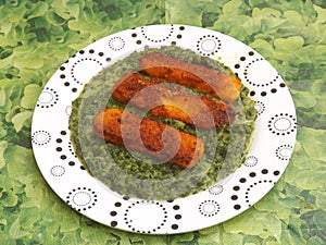 Fishsticks with spinach