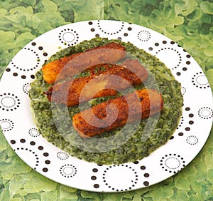 Fishsticks with spinach