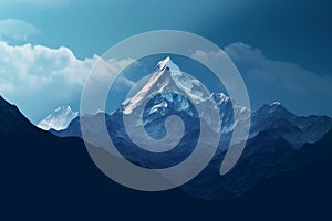 Fishtail or Machapuchare blue layered mountain in Annapurna Nepal Generative AI
