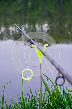 Fising rod over lake