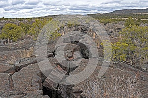 Fissure Line in a Hardened Lava Field