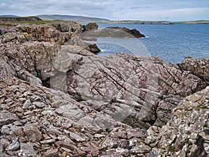 Fissured rocks on the East Shetland coast near Levenwick