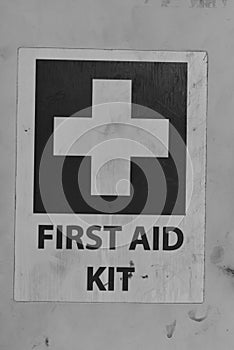 Fist aid kit sticker dirty