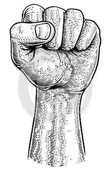 Fist in the Air Vintage Propaganda Poster Style