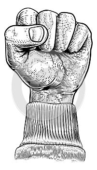 Fist in the Air Vintage Propaganda Poster Style