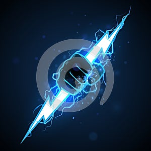 Fist with blue lightning illustration