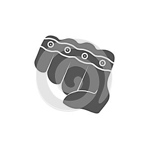 Fist with brass knuckles, punch. Flat vector illustration isolated on white