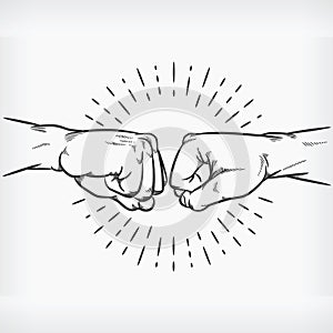 Fist Bump Doodle Knuckle Handshake Sketch Hand Drawing Illustration