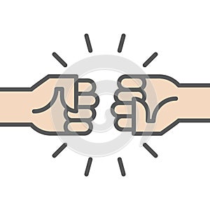 Fist bump icon. Two fists punching. Vector illustration, flat design