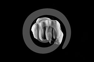 Fist bump, Man giving a fist bump, Black and white, centered