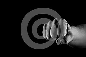 Fist bump, Man giving a fist bump, Black and white, Copy Space