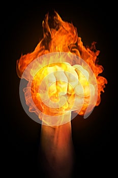 Fist on fire photo