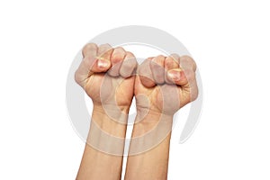 Fist gesture isolated on white
