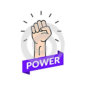 Fist hand power rebel logo. Protest strong fist raised fight icon, rebel illustration