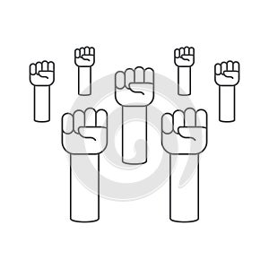 Fist hand up gesture vector icon symbol isolated on white background