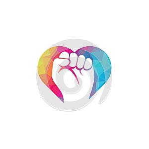 Fist heart shape concept logo design