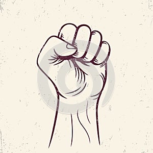 Fist held high vector, revolt, protest sign