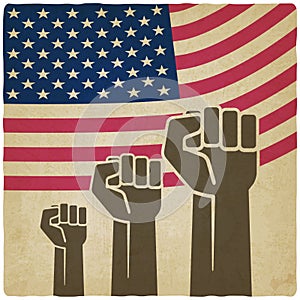 Fist independence symbol American flag old