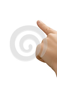 Fist with index finger pointing up, isolated on white, copy free space, clipping path