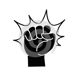 Fist label or logo. Punch, opposition, hitting, fight club icon. Vector illustration