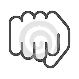 Fist line icon. Forward punch vector illustration isolated on white. Power gesture outline style design, designed for