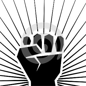 Fist male hand, proletarian protest symbol icon isolated on white background