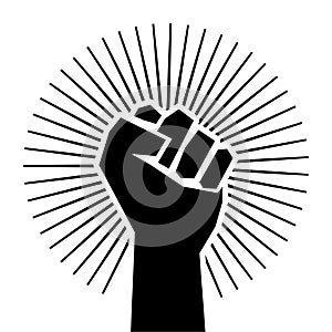 Fist male hand, proletarian protest symbol icon isolated on white background