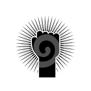 Fist male hand, proletarian protest symbol icon isolated on white background