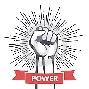 Fist male hand, proletarian protest symbol. Power sign