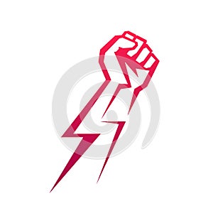 Fist male hand, proletarian protest symbol. Power sign. Vector template