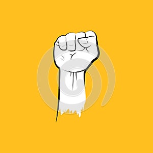 Fist male hand, proletarian protest symbol, vector illustration