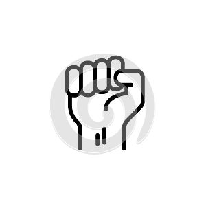 Fist power hand icon line. Revolution or protest. Vector on isolated white background. EPS 10