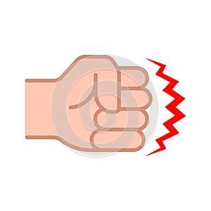 Fist punch icon in line and fill style. Vector.
