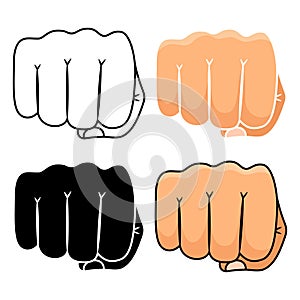 Fist punch icons set