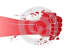 Fist punching or hitting, forward punch.Sign, symbol, logo, illustration. Stop violence against women, domestic violence