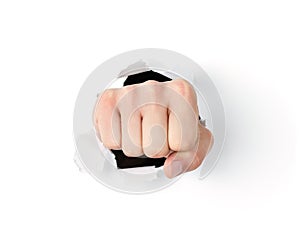 Fist punching through the hole