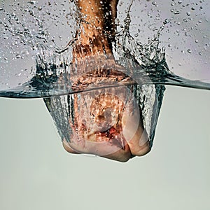 Fist Punching Water in Anger