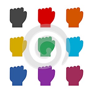 Fist raised up icon. Set icons colorful
