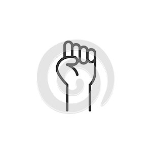 Fist raised up, line icon