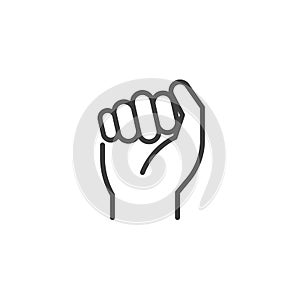 Fist raised up line icon