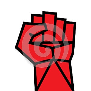 Fist red clenched hand vector. Victory, revolt concept. Revolution, solidarity, punch, strong, strike, change illustration. Easy