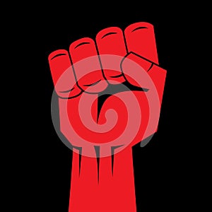 Fist red clenched hand vector. Victory, revolt concept. Revolution, solidarity, punch, strong, strike, change illustration. Easy