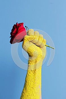 Fist red rose old propaganda poster shall not pass