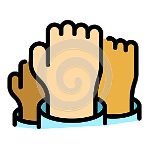 Fist up agitation icon color outline vector