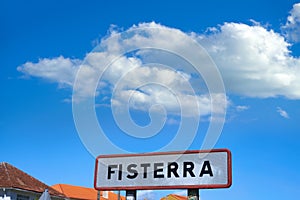 Fisterra Finisterre road sign end of Saint James way photo
