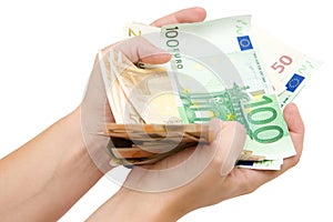 Fistful of Euro Banknotes