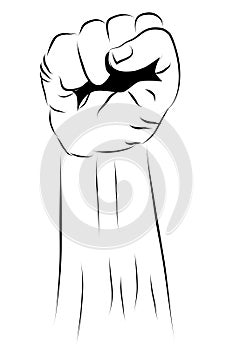 fisting hand, vector hand draw sketch